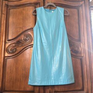NEW House of Harlo 1960 Elegant Blue Sleeveless Vegan Leather Dress